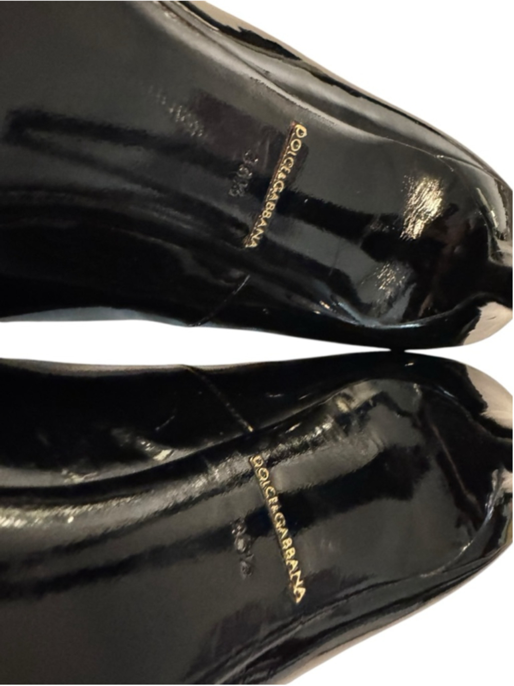 Women's Dolce & Gabbana Black Patent Leather Peep Toe Stilettos Heels 6.5 / 36.5 - Picture 8 of 11